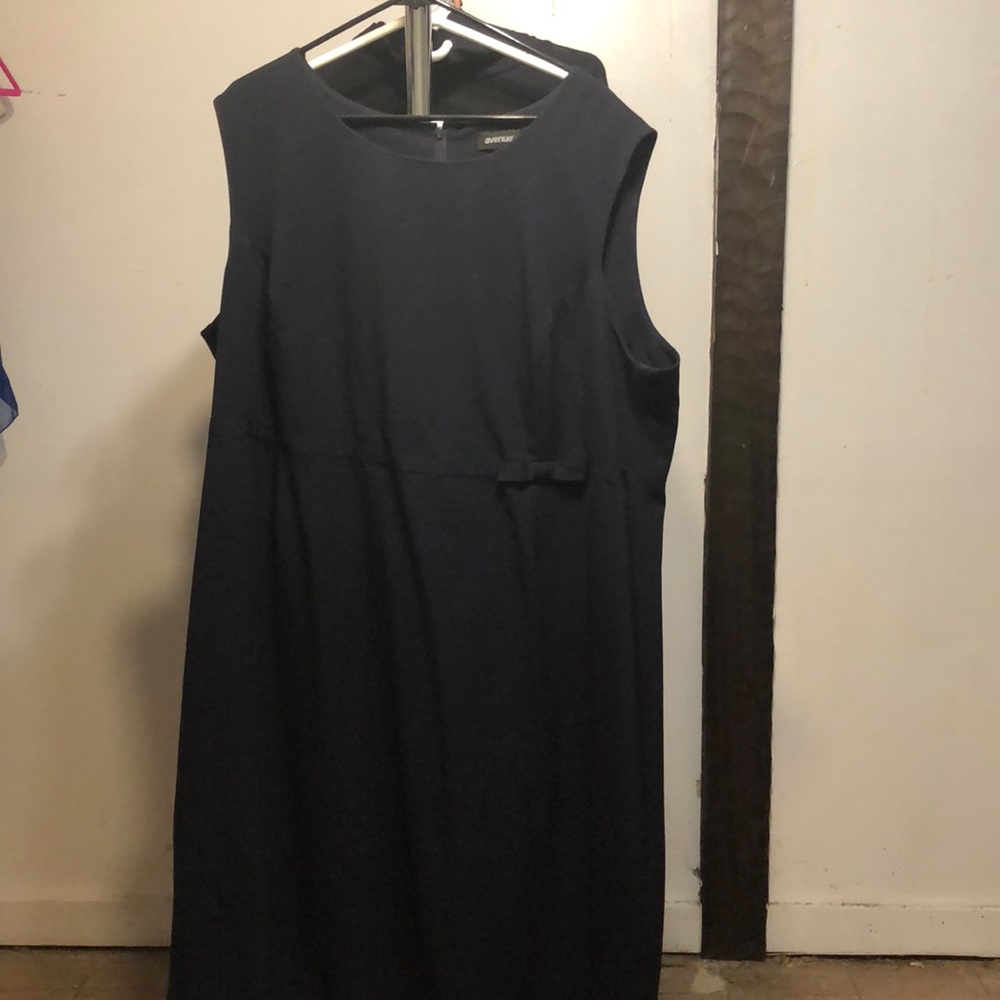 Sleeveless navy blue zip up from the back dress.